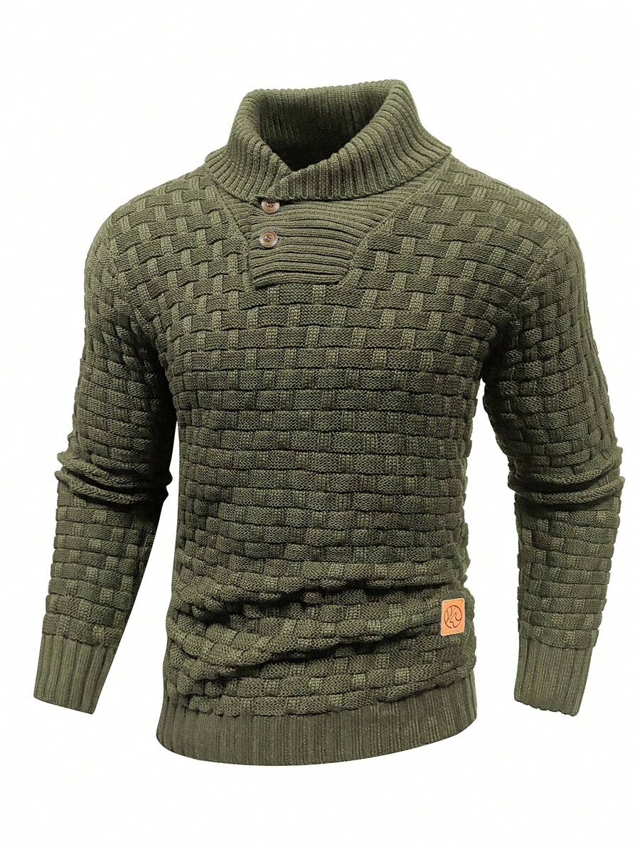 Manfinity CityGents Jersey de punto casual de manga larga con botones y medio pliegue para hombre, otoño/invierno