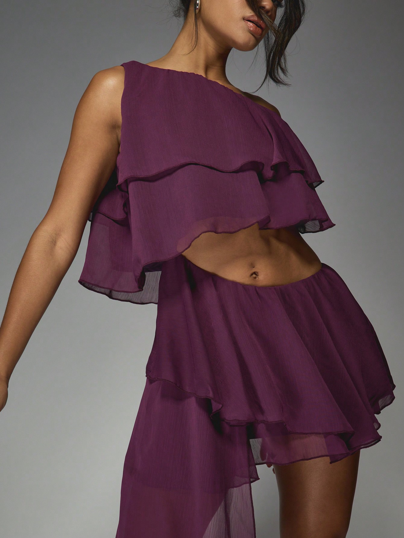 MISSGUIDED Asymmetric Ruffle Mini Dress With Layered Details
