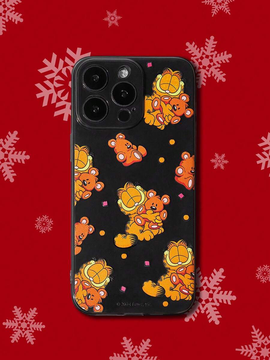 GARFIELD X SHEIN Étui de téléphone transparent gris pailleté de dessin animé