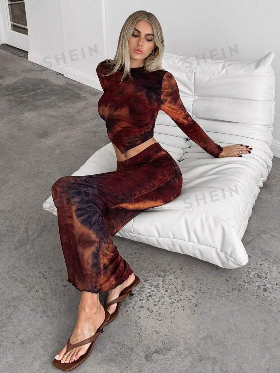 SHEIN Essnce Set de două piese Tie Dye pentru damă