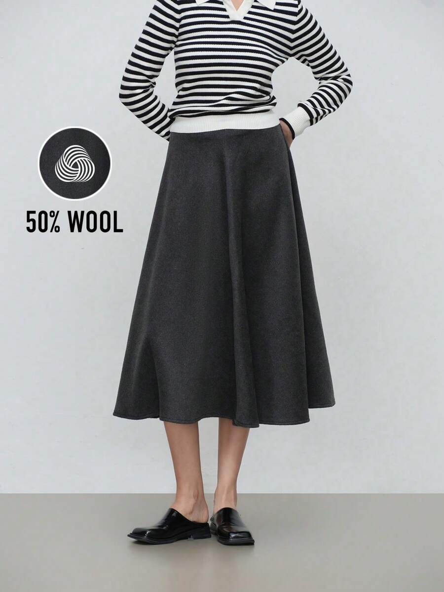 Aalyst Women's Charcoal A-Line Skirt For Daily Wear