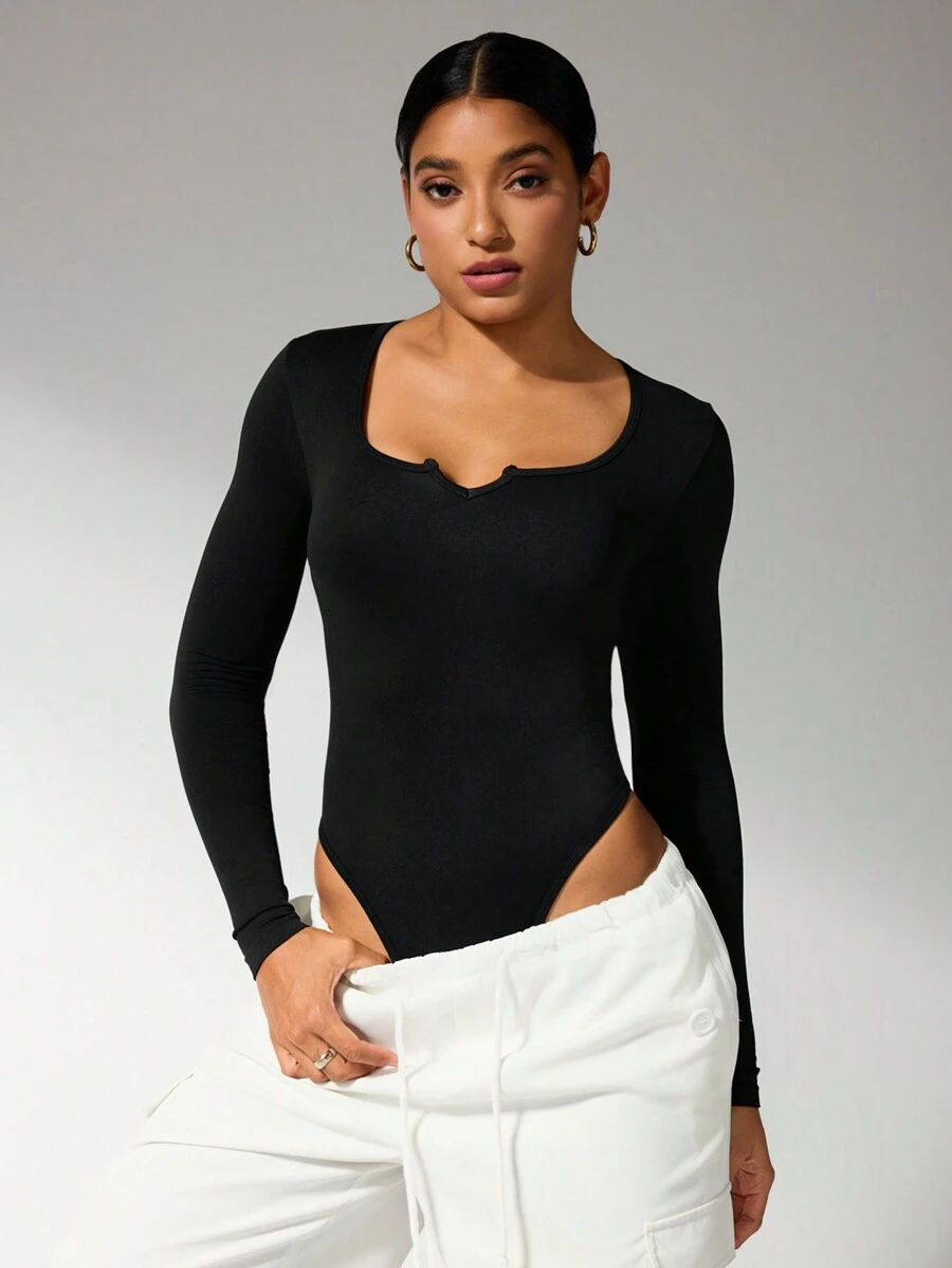 SHEIN Women's Solid Color Long Sleeve Jumpsuit, Casual Activewear, Autumn