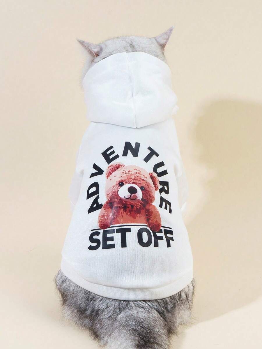 PETSIN 1 pièce Sweat-shirt avec imprimé d'ours, fournitures quotidiennes décontractées pour animaux de compagnie