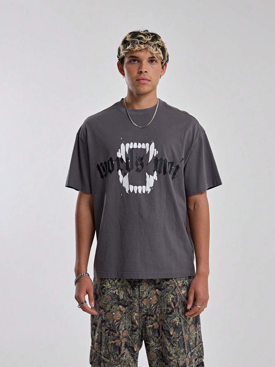 Musero Heren Oversized Grafische Bite T-shirt