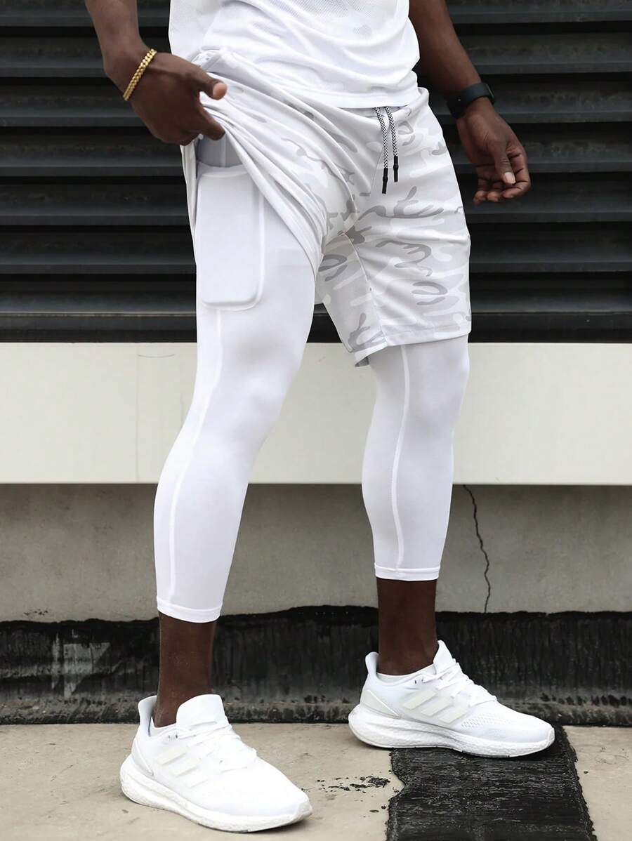 Manfinity Sport Corelite Pantaloni cargo da uomo aderenti con cintura elastica e coulisse, in stile boyfriend, stampa mimetica