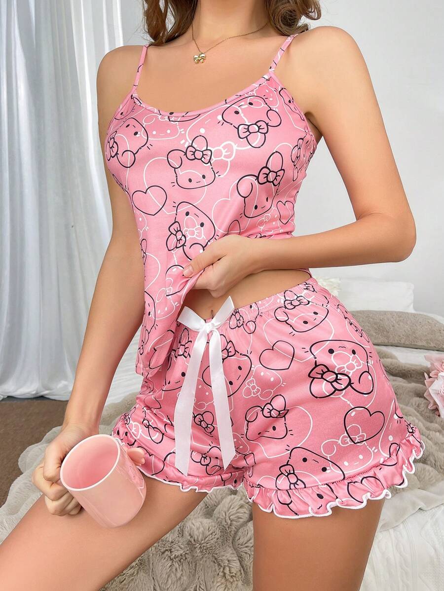 1 conjunto de pijama para mujer con estampado de conejo de dibujos animados