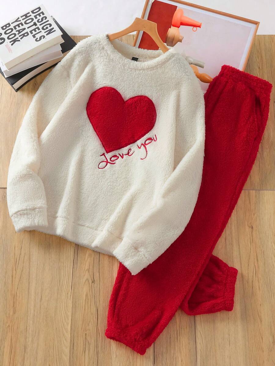 Manfinity VCAY 2pcs/Set Unisex Loose Drop Shoulder Crew Neck Long Sleeve Sweatshirt & Drawstring Waist Cuffed Sweatpants Set