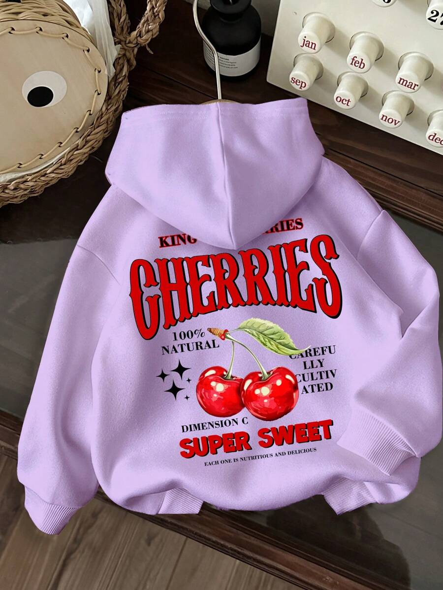 SHEIN Tween-Mädchen Lässiger, locker sitzender Kapuzenpullover mit Thermofutter, dick für Herbst/Winter