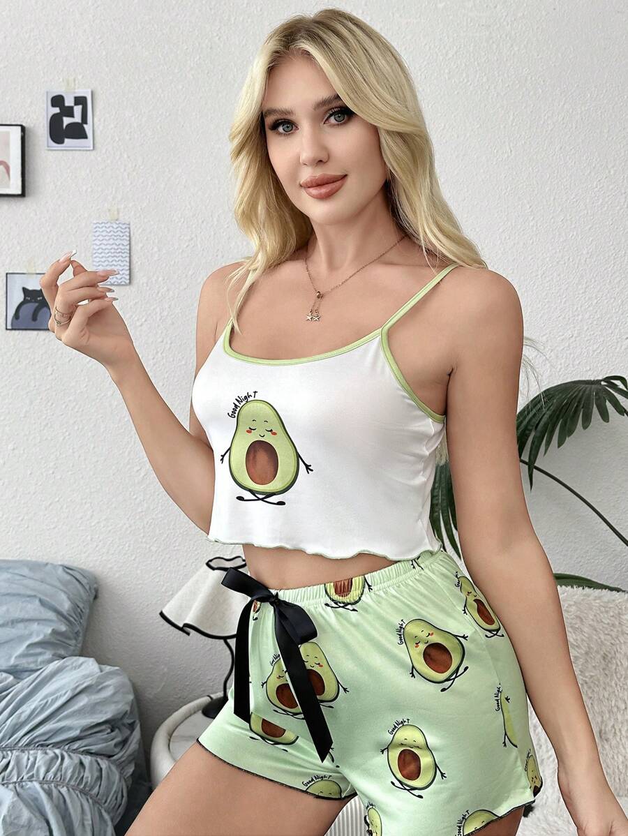 Comfy & Cute Avocado Design Women Pajama Top