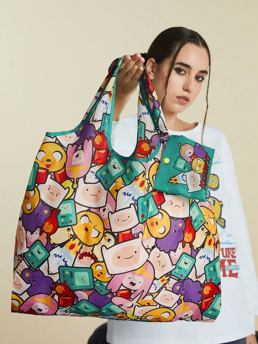 ADVENTURE TIME X SHEIN Full-Print RPET Foldable Reusable Shopping Bag, Gifts