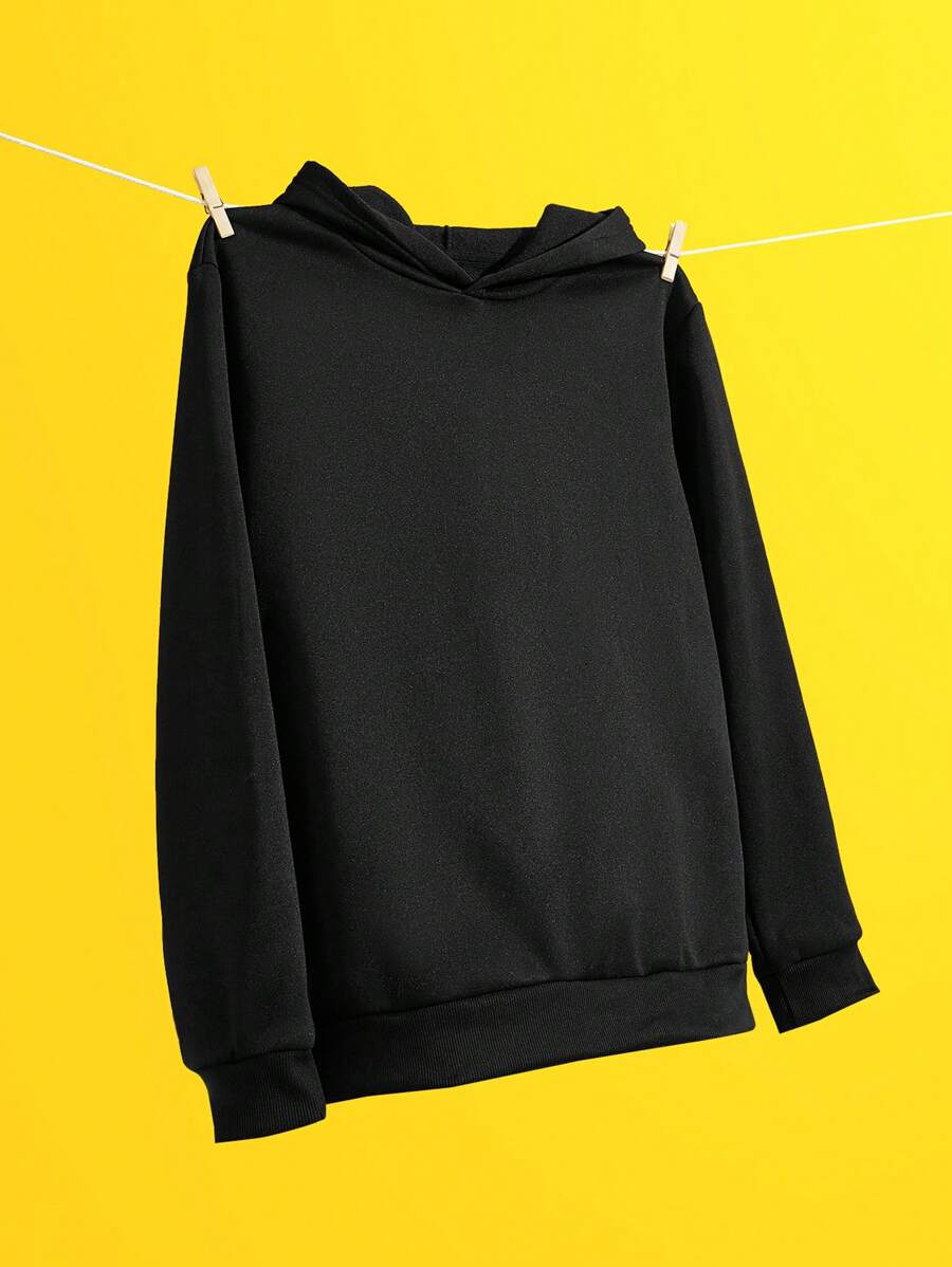 Manfinity Men's Solid Color Long Sleeve Casual Pullover Hoodie Sweatshirt