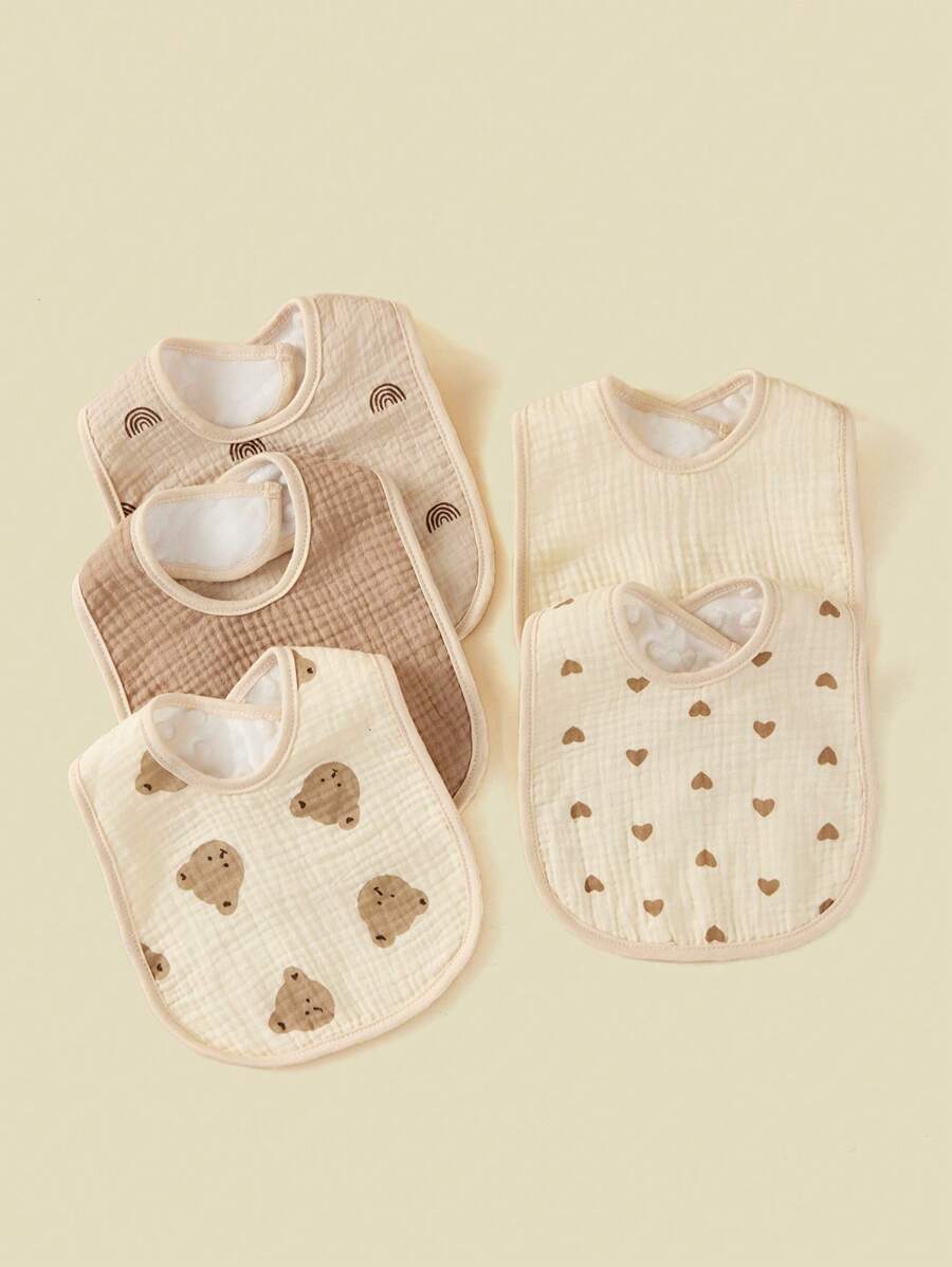 5 stuks/set katoenen U-vormige slabbetjes voor baby's, anti-speeksel boertjesdoekjes