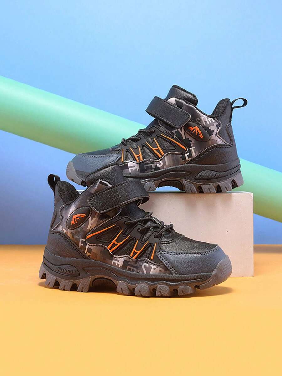 Fashionable Leisure Hiking Shoes For Teens, High-Top Outdoor Sneakers, Non-Slip For All Seasons, Suitable For Kids