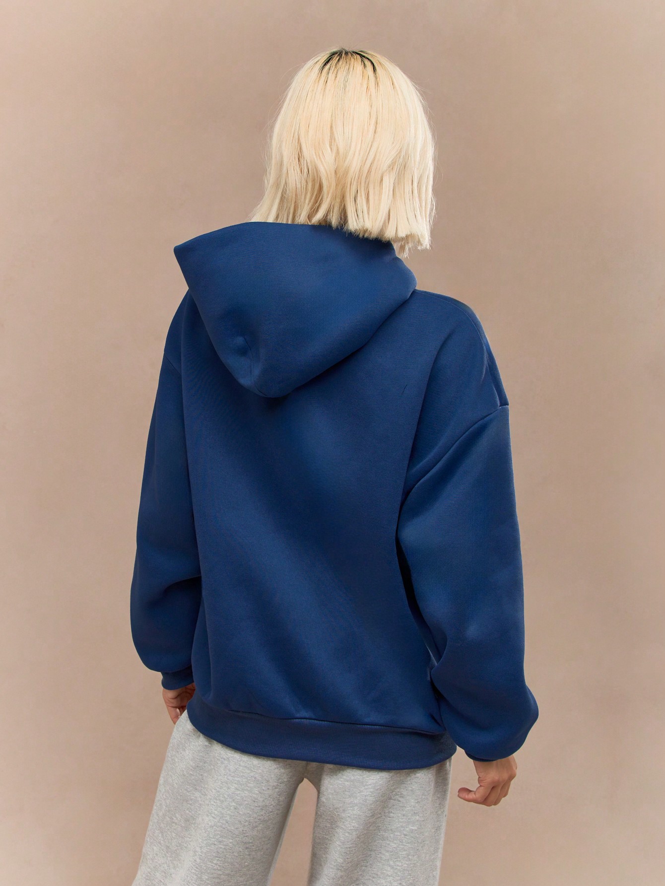 Varsity Style Applique Numbers Full Zip Oversized Hoodie