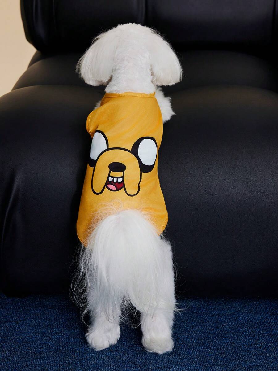ADVENTURE TIME X SHEIN Cartoon Pattern Pet Tank Top, Yellow, Gifts