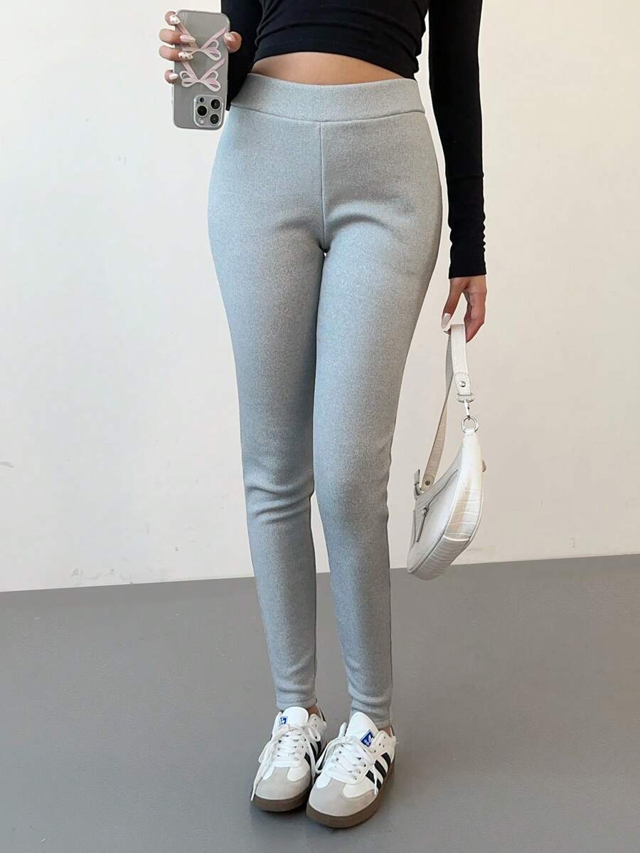 Aloruh Leggings casual da donna con vita alta, monocromatici, con fodera termica, adatti per l'autunno e l'inverno