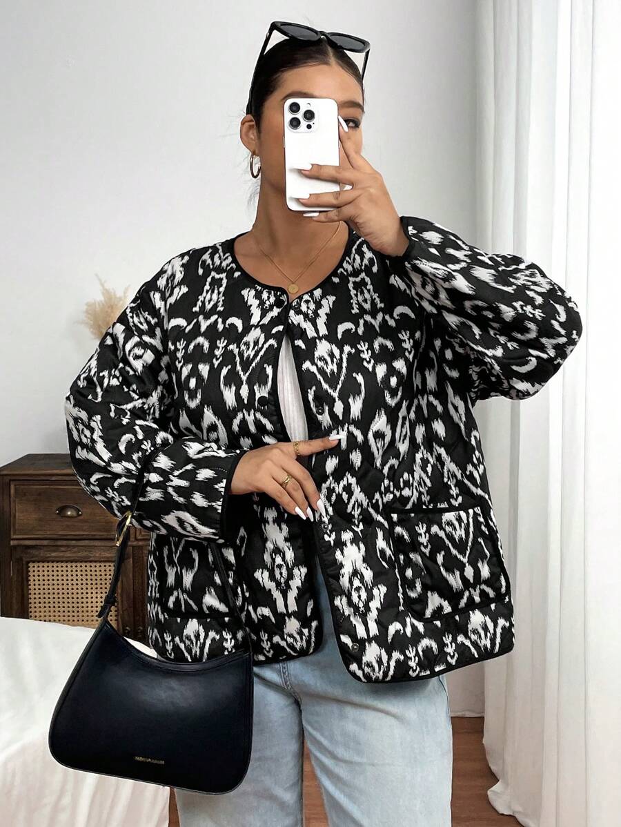 SHEIN Frenchy Veste d'hiver grande taille, décontractée et à la mode pour un port quotidien