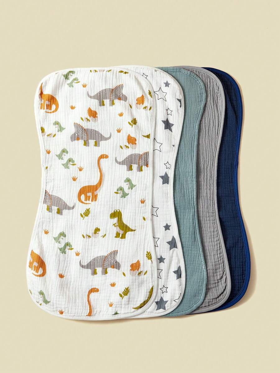 paquete de 5 paños de algodón tipo toalla para eructos de bebé niño, con estampado de dinosaurios, suaves y absorbentes
