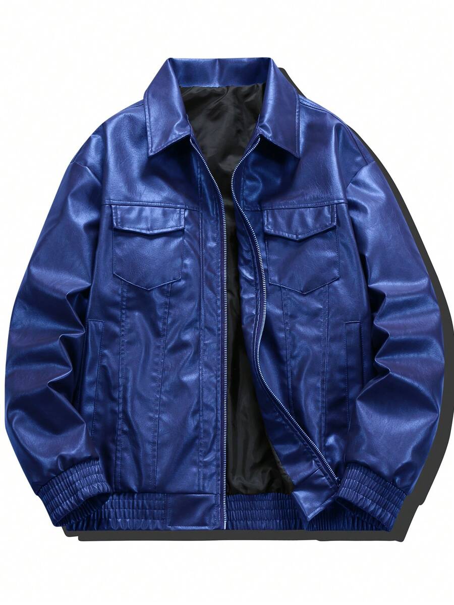 Manfinity LEGND Chaqueta para hombre con bolsillo con solapa y cremallera delantera, con corte holgado