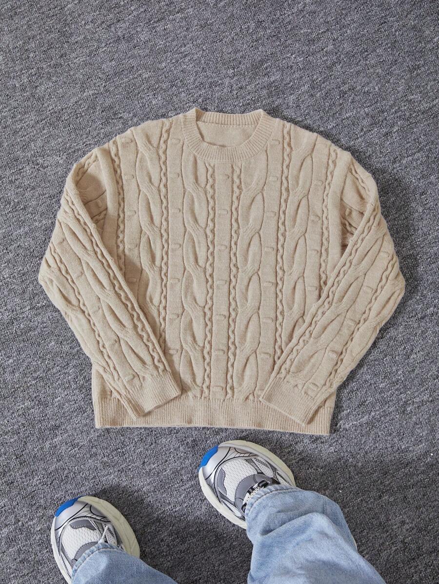 Maglione lavorato a maglia grossolana minimalista di colore unito per ragazzi pre-adolescenti, ottimo per l'autunno/inverno