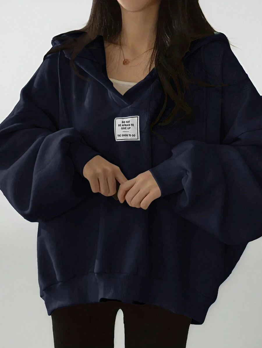 INAWLY Women's Long Sleeve Simple Logo Sweatshirt, Casual Daily Wear,Long Sleeve Tops