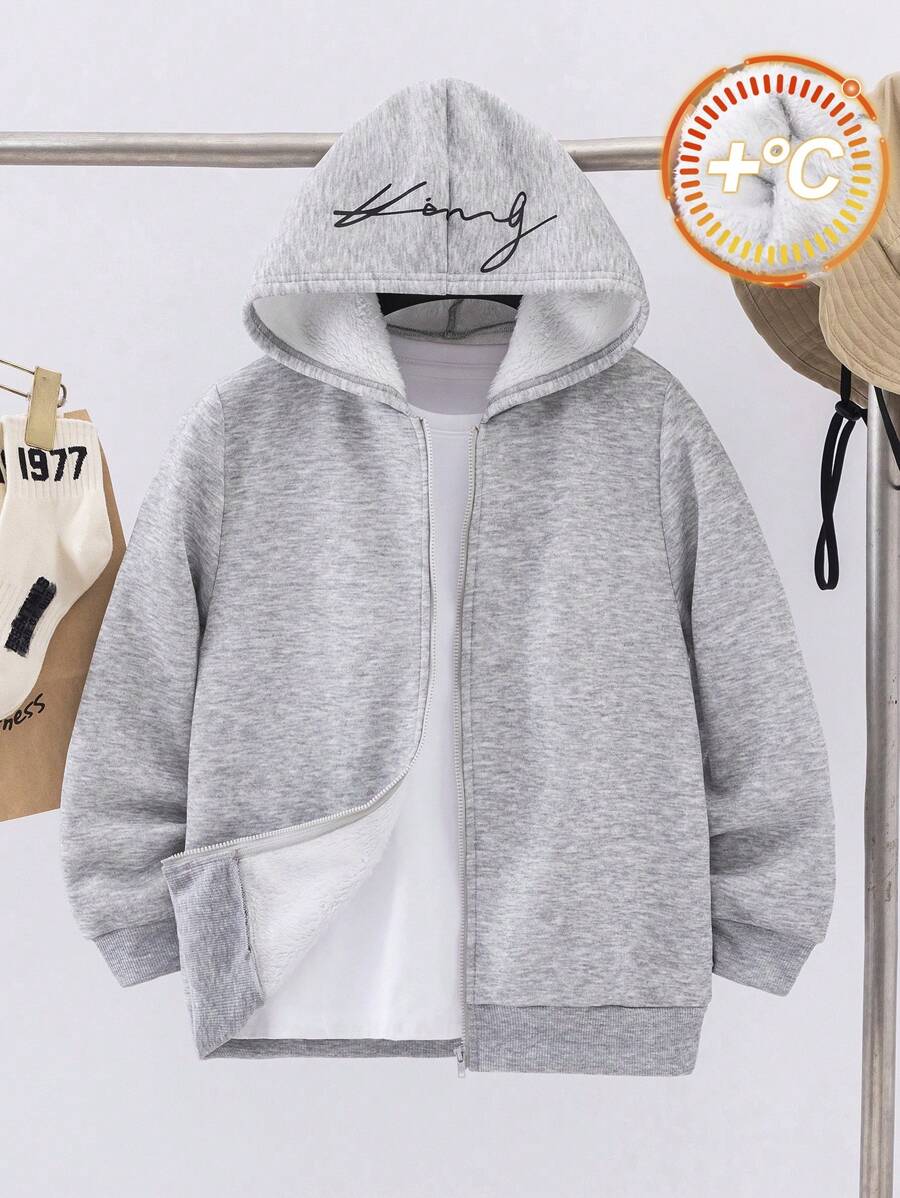 Conjuntos de roupas para meninos pré-adolescentes - Inclui moletom com capuz e zíper com estampa de letras, camiseta básica e calças de cor sólida para o primeiro dia de aula