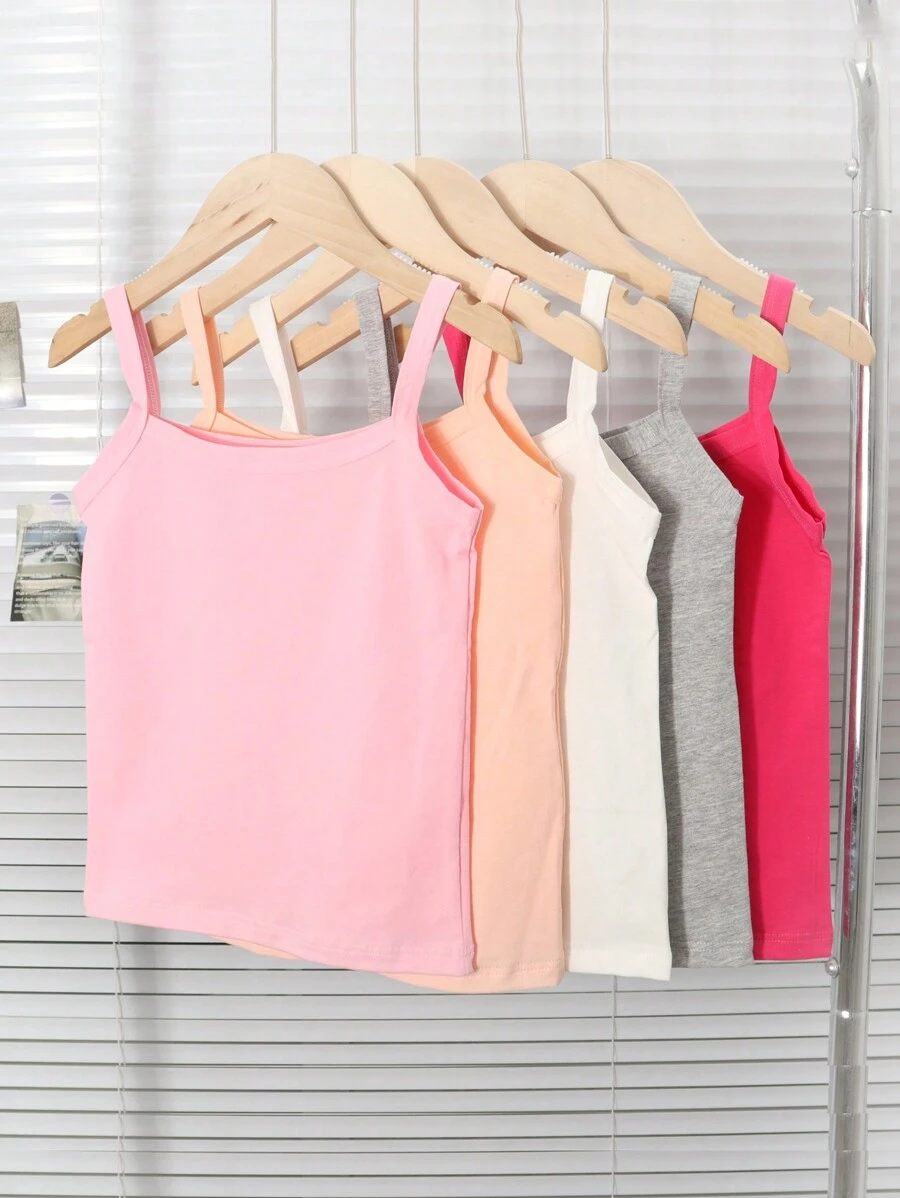 5pcs/Set Young Girl Plain Simple Style Comfortable Camisole Vest Underwear