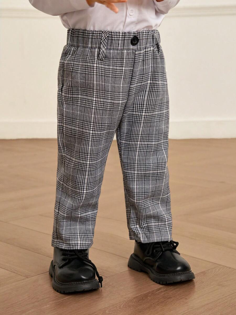Souflis Souflis Pantalones de cuadros formales de otoño/invierno para bebé niño, estilo informal caballero adecuado para ocasiones formales y cumpleaños