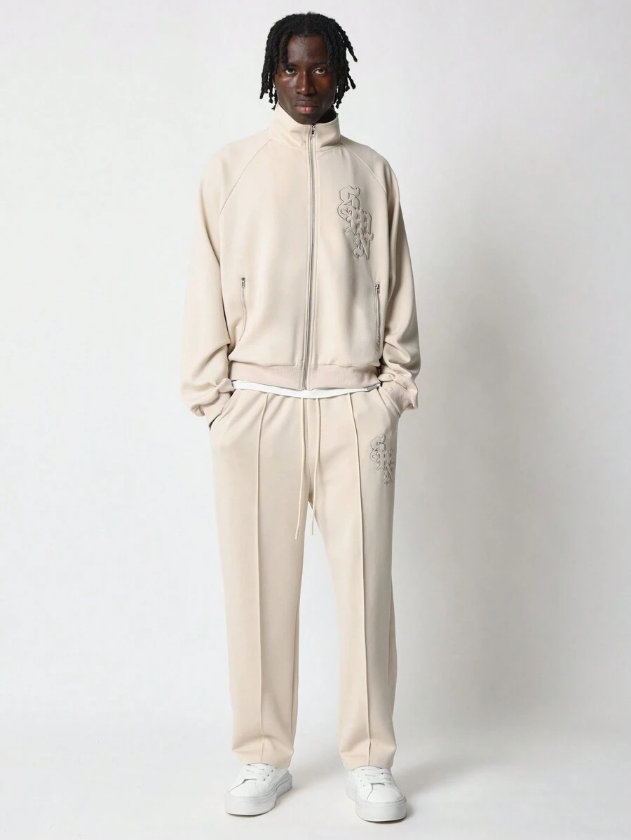 SUMWON Conjunto coordinado de lujo deportivo de chaqueta con cremallera completa y pantalones a juego, ropa deportiva clásica, ropa urbana de moda para entrenamiento de invierno y tiempo libre