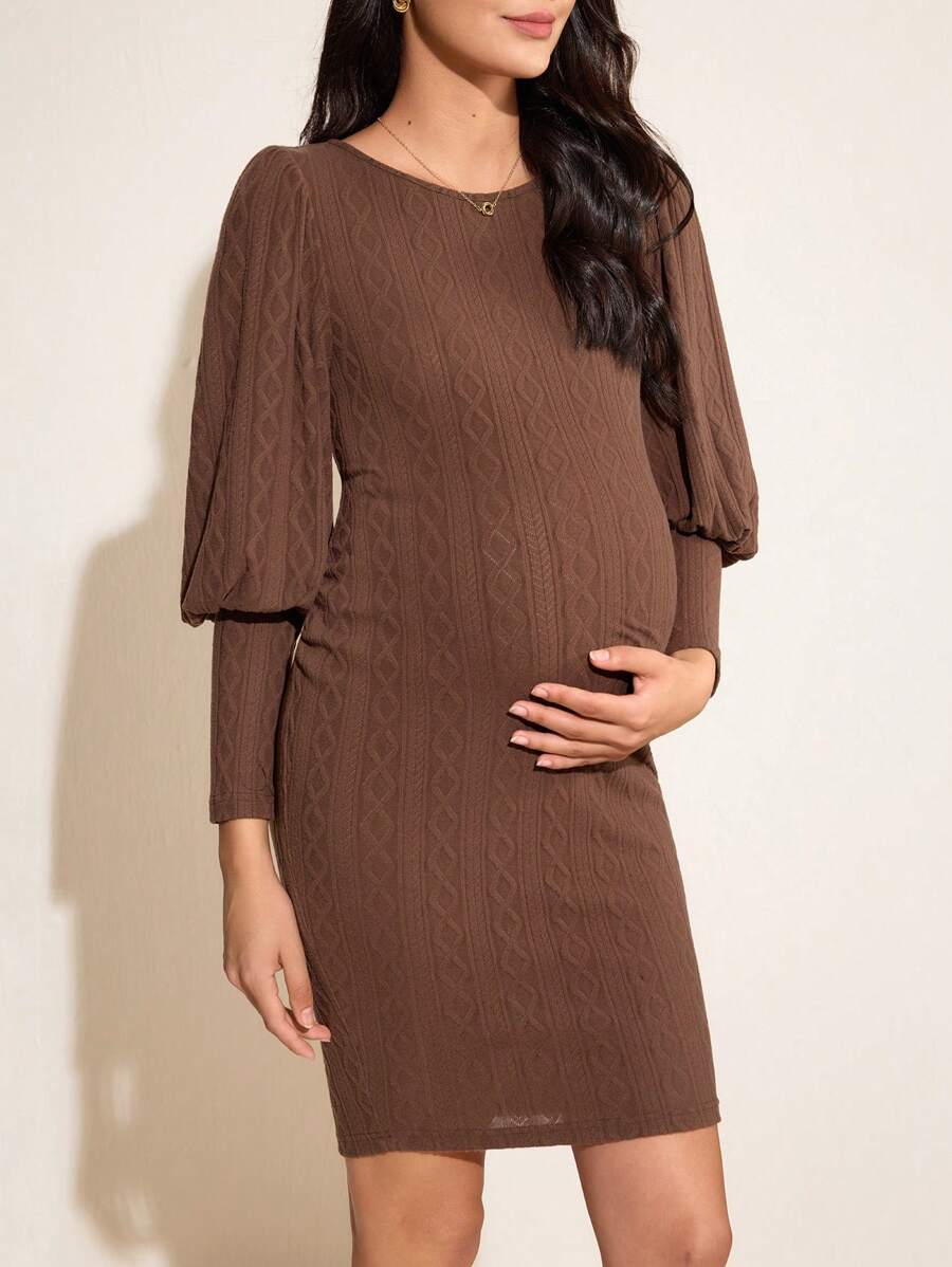 SHEIN Maternity Solid Color Tie Front Bodycon Dress, Autumn