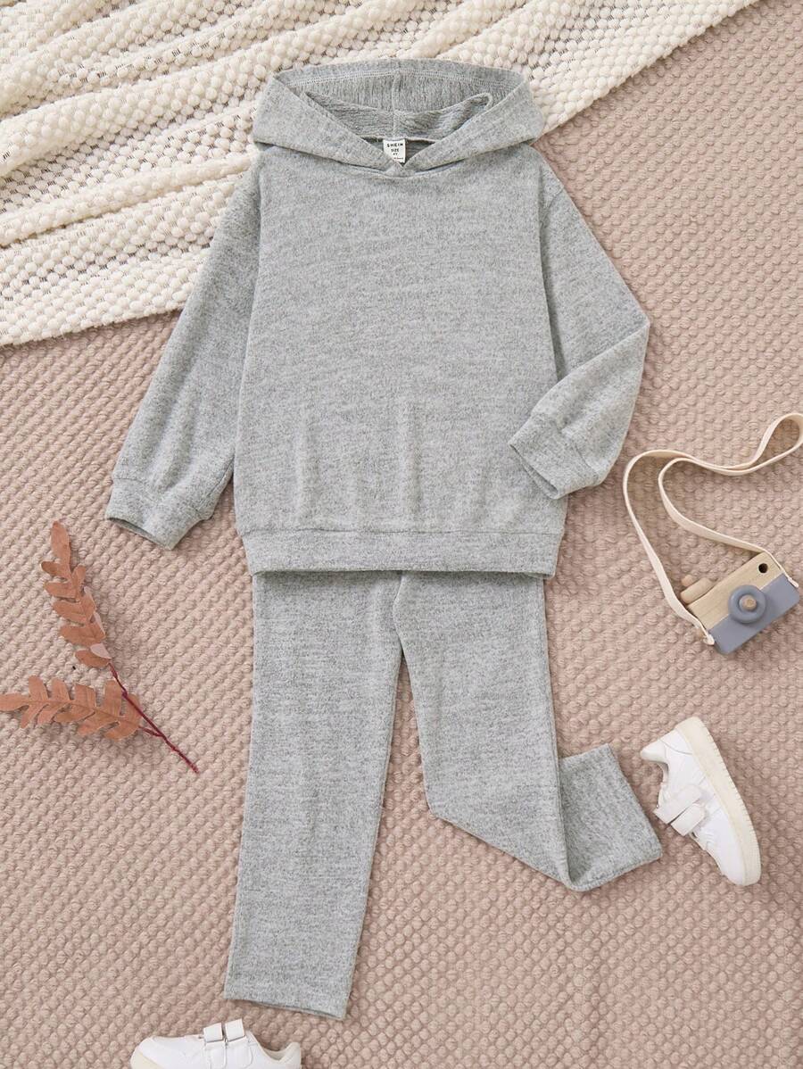 PrepCrw Conjunto informal de sudadera con capucha de punto holgado en color caqui para niñas, para otoño/invierno