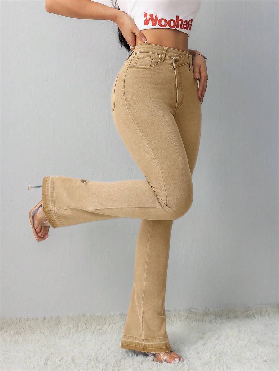 SHEIN Tall Women's Jeans Sexy Low Rise Skinny Stretch Flared Jeans
