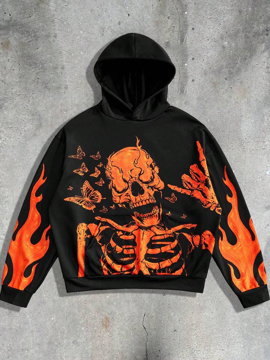 Manfinity VCAY Men's Knit Casual Loose Fit Long Sleeve Hoodie Sweatshirt, Young Fashion Daily Wear