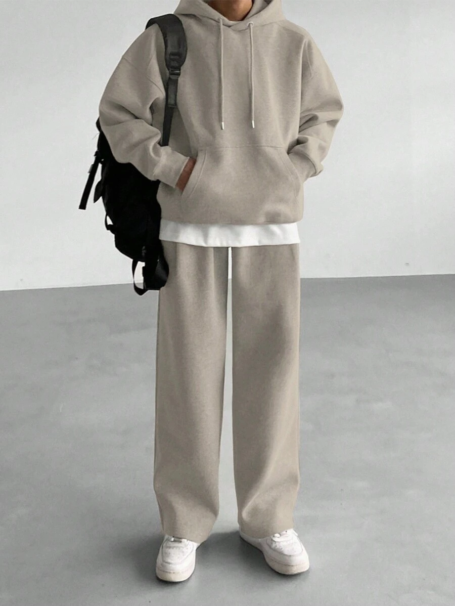 DAZY Men's Solid Color Hoodie & Sweatpants Casual Set, Autumn