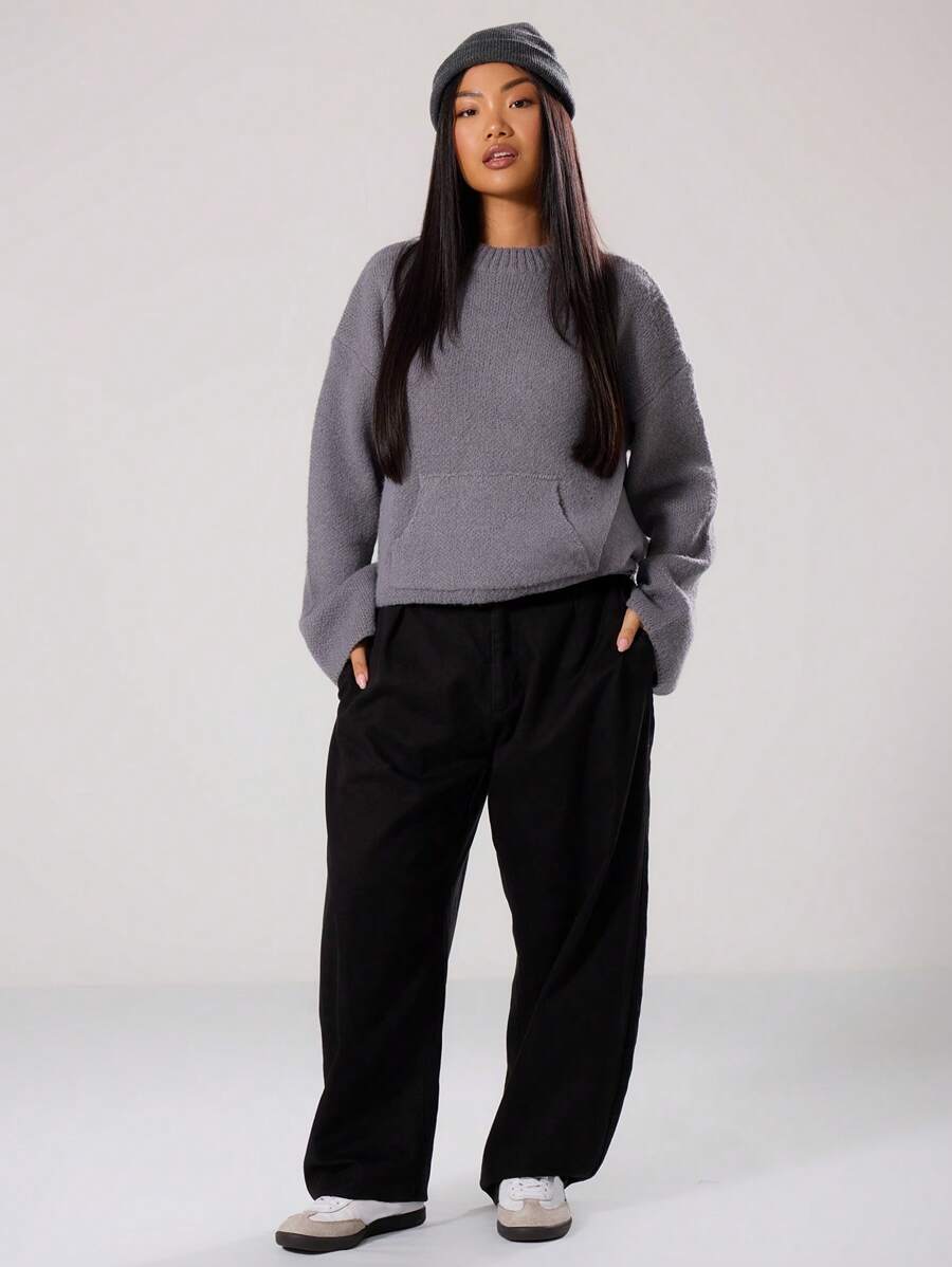 MUSERA Round Neck Flare Sleeve Mohair Knit Jumper