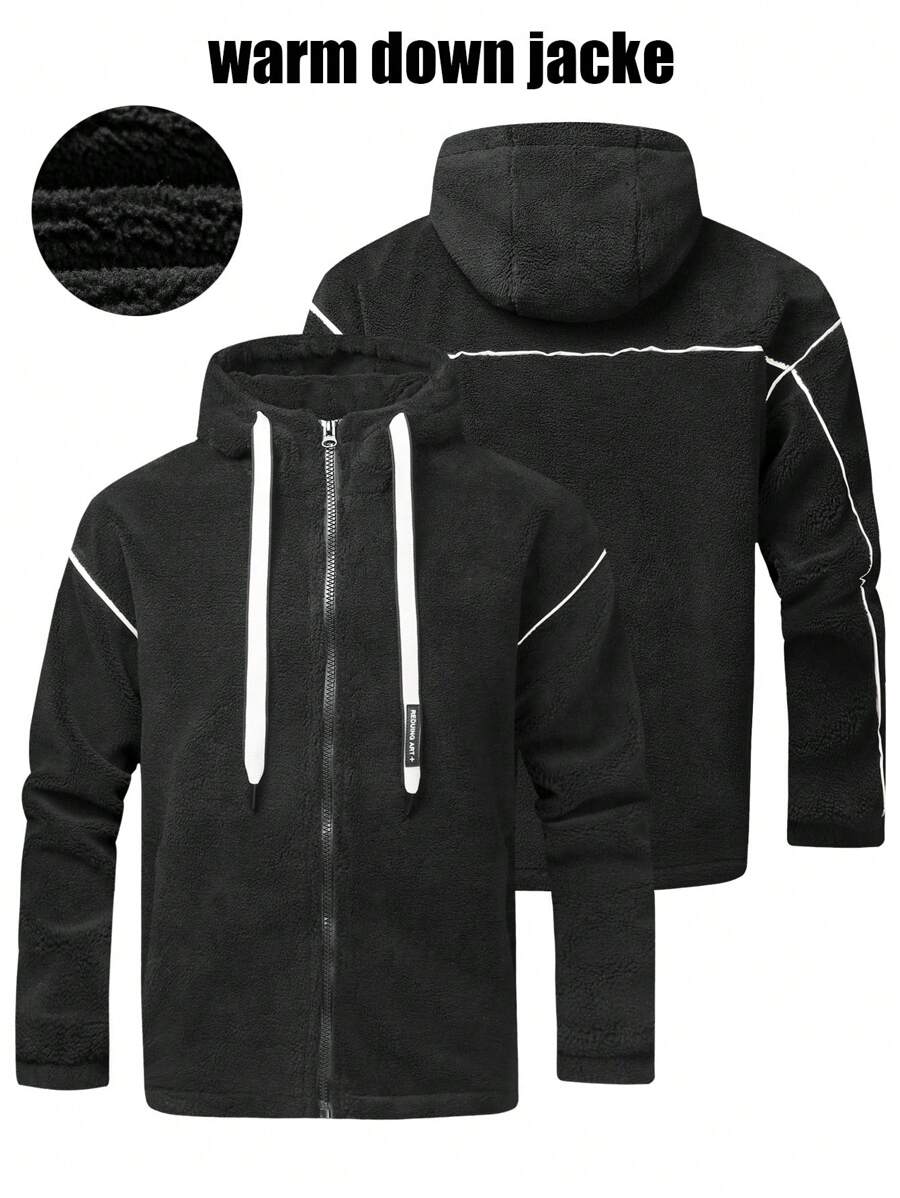 Manfinity Sport Corelite Boyfriend Style Men's Zip-Up Hooded Jacket With Drawstring, Warm For Autumn/Winter