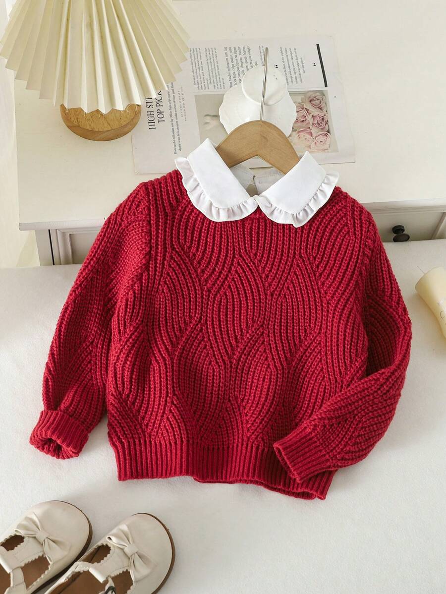 Young Girl Round Collar Solid Color Minimalist Casual Daily Sweater