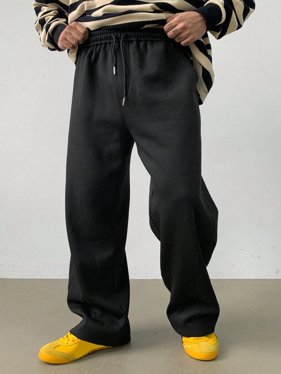DAZY Pantalones de chándal casuales para hombre con cintura de cordón y pierna ancha