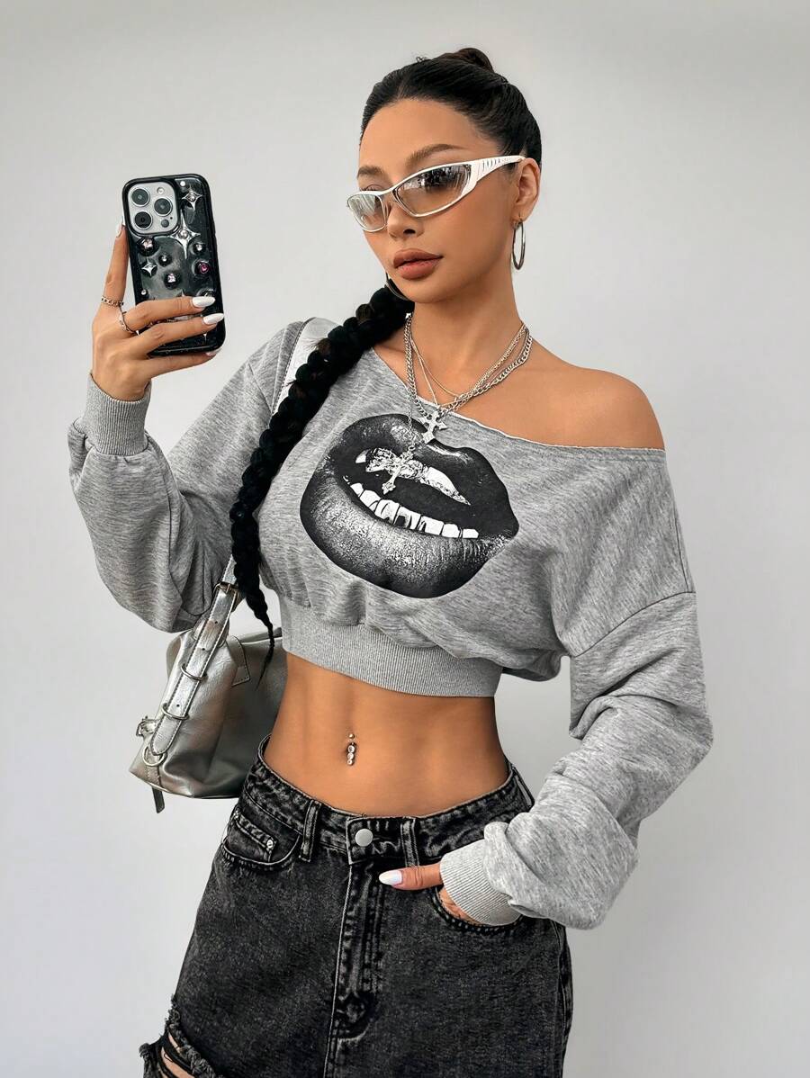 Coolane Women's Spring/Winter Sport Casual One Shoulder Loose Sweatshirt Graduation,Back To School Outfits,Graduation,Teacher Outfits For Women,Back To School