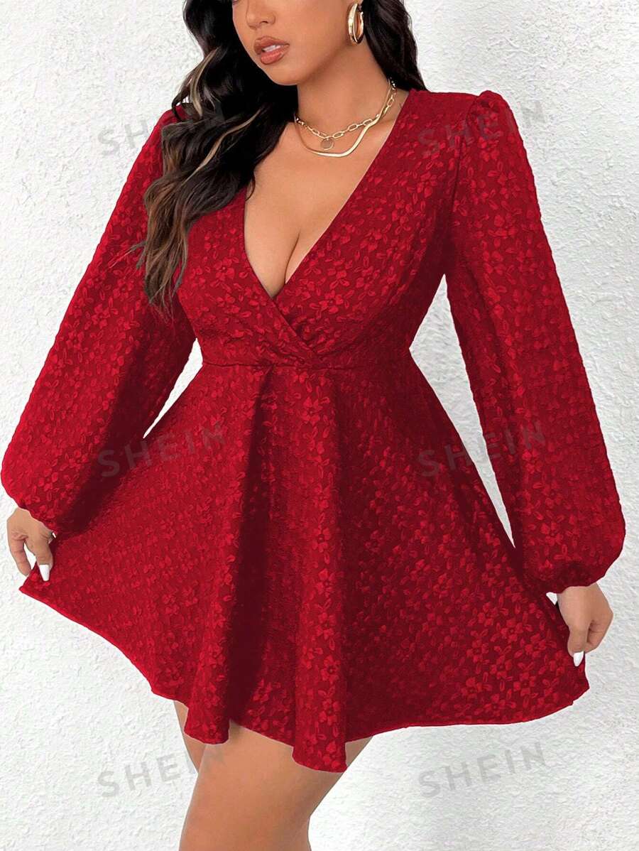 Celure Vestido largo elegante de manga larga con cuello en V profundo y cruce envolvente en talla grande para ropa de Año Nuevo