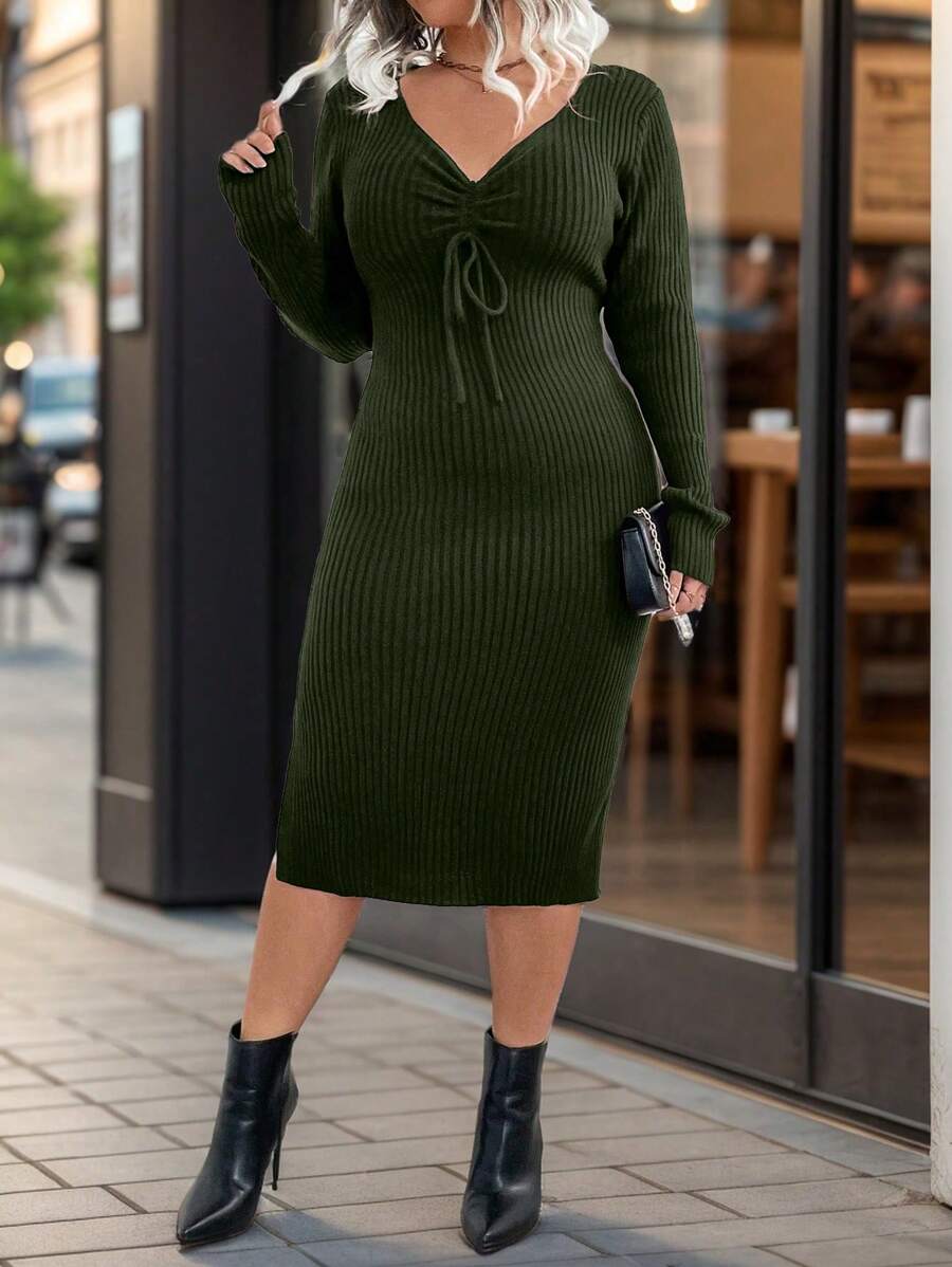 SHEIN Clasi Plus Size Sweater Dress, Casual & Fashion For Everyday Wear, Winter