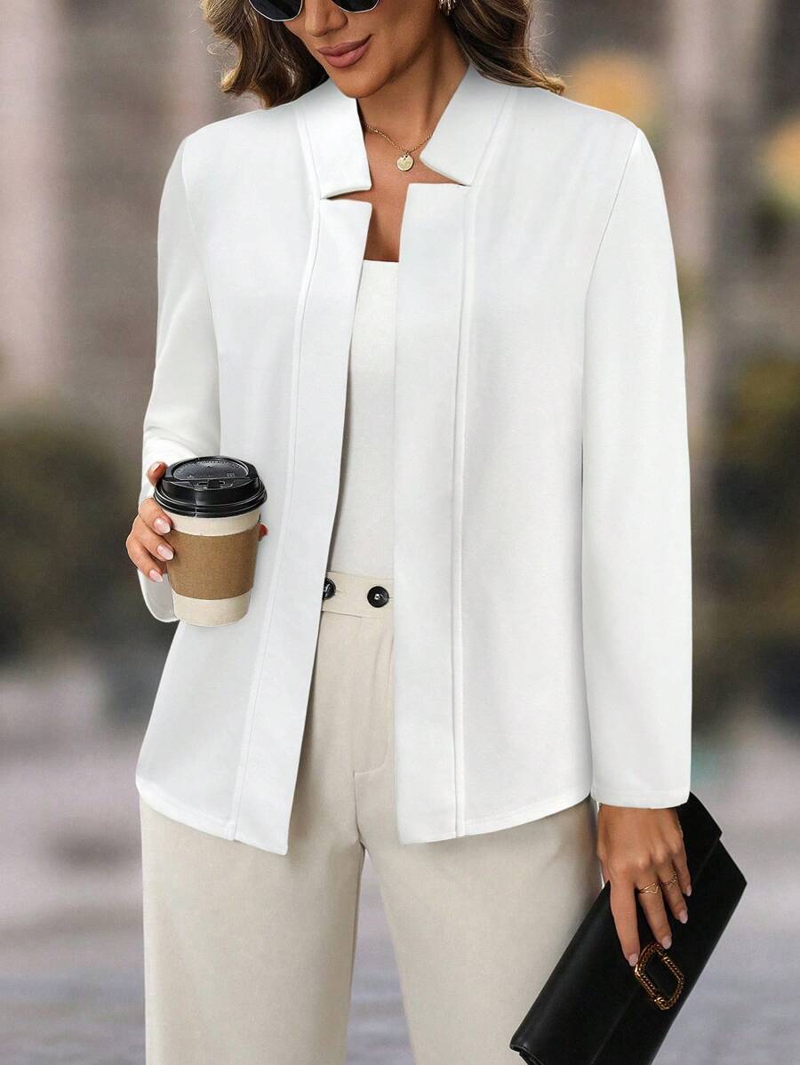 EMERY ROSE Women's Black Long-Sleeve Fitted Blazer Fall Women Clothes