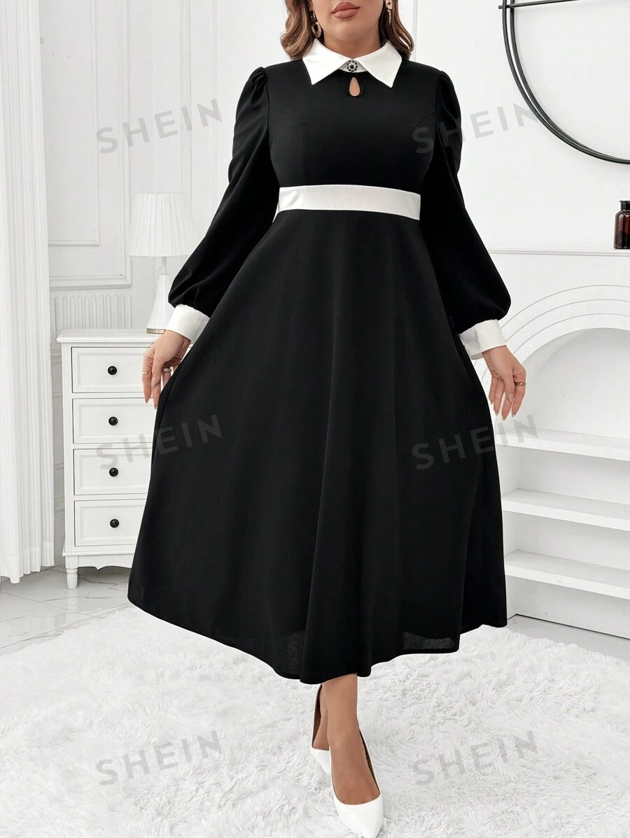 Celure Vestido largo de talla grande de estilo casual y sencillo para uso diario para mujeres