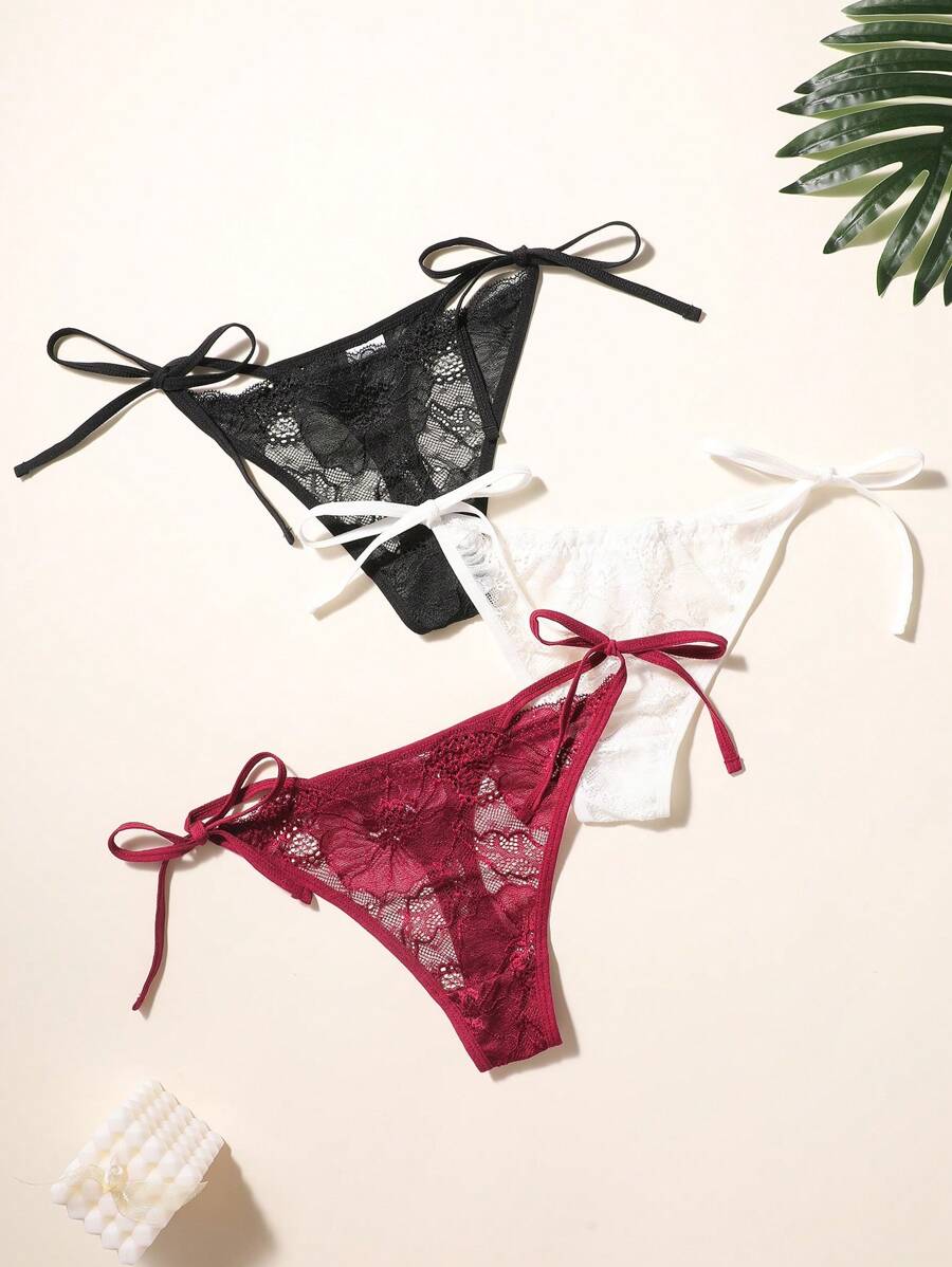 Pi Ces Set Lingerie Transparente Lacets Avec Lien Sur Les C T S En Couleur Unie Pour Femmes