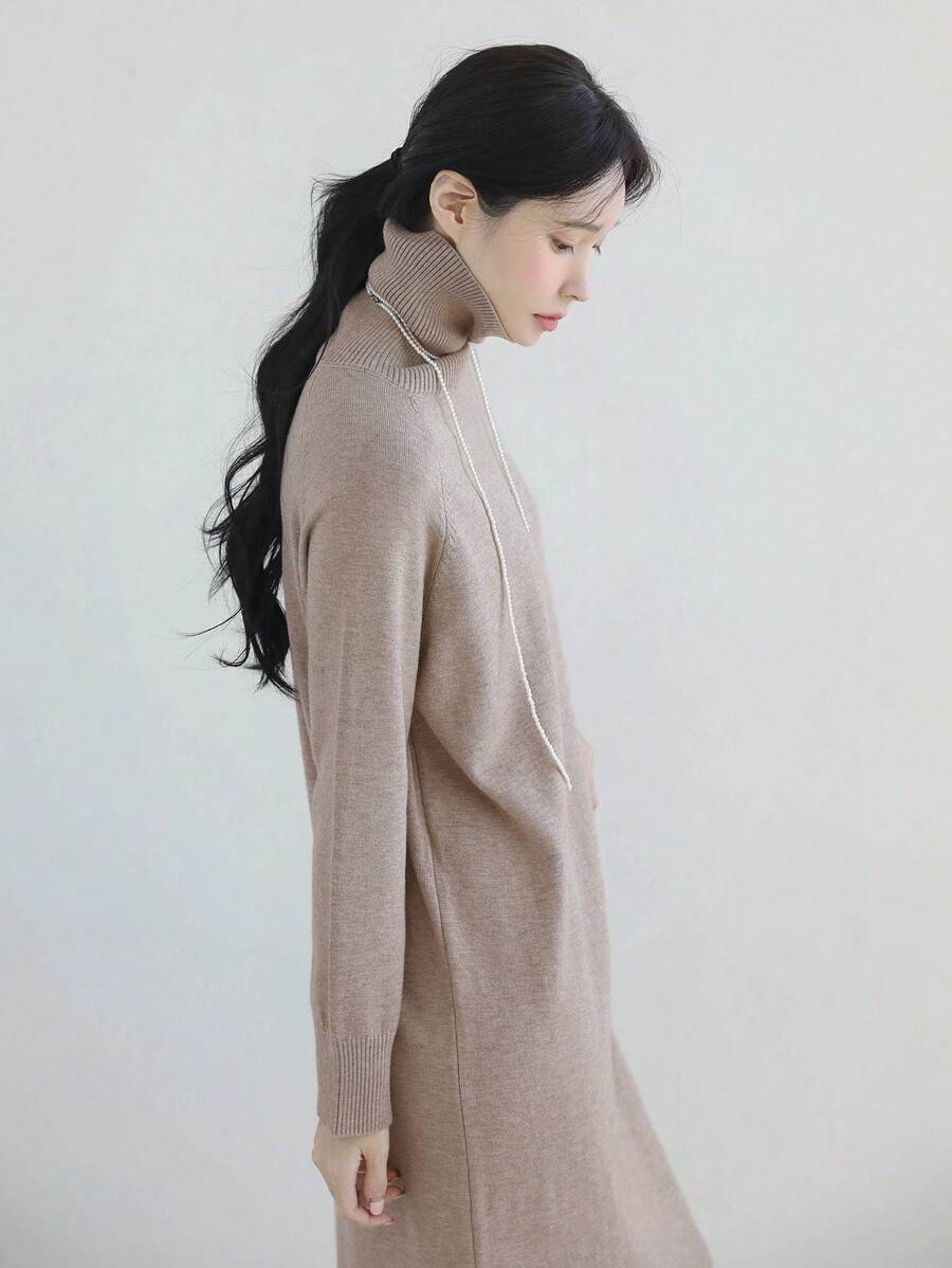 DAZY Abito maglione donna a collo alto, maniche lunghe, oversize, abiti autunnali