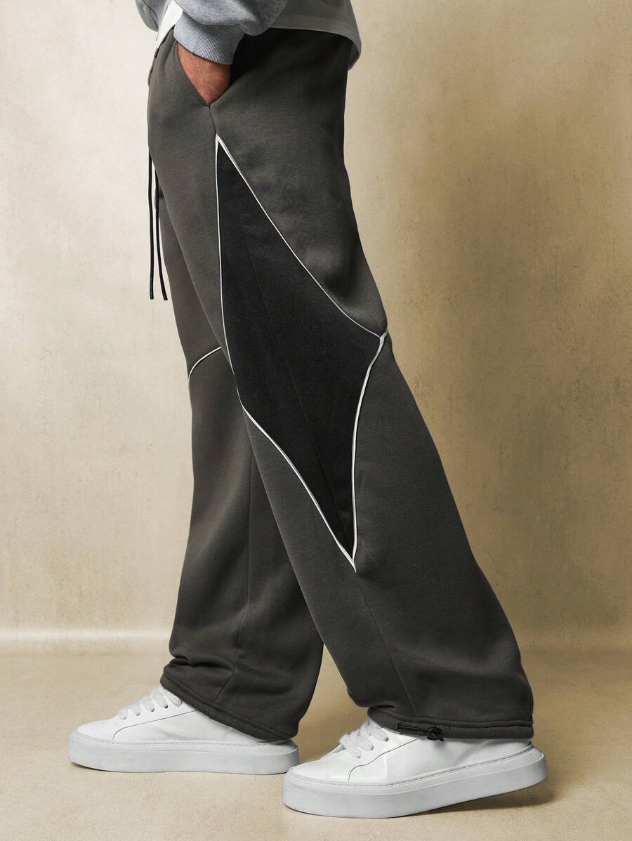 SUMWON Pantalones deportivos de entrenamiento con paneles, de pierna ancha, tipo jogger, de estilo streetwear y athleisure, para entrenamiento, gimnasio, correr y estar en casa