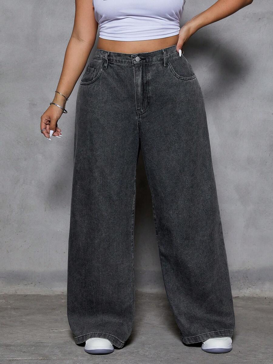 SHEIN ICON Plus Size Simple Fashion Casual Everyday Jeans