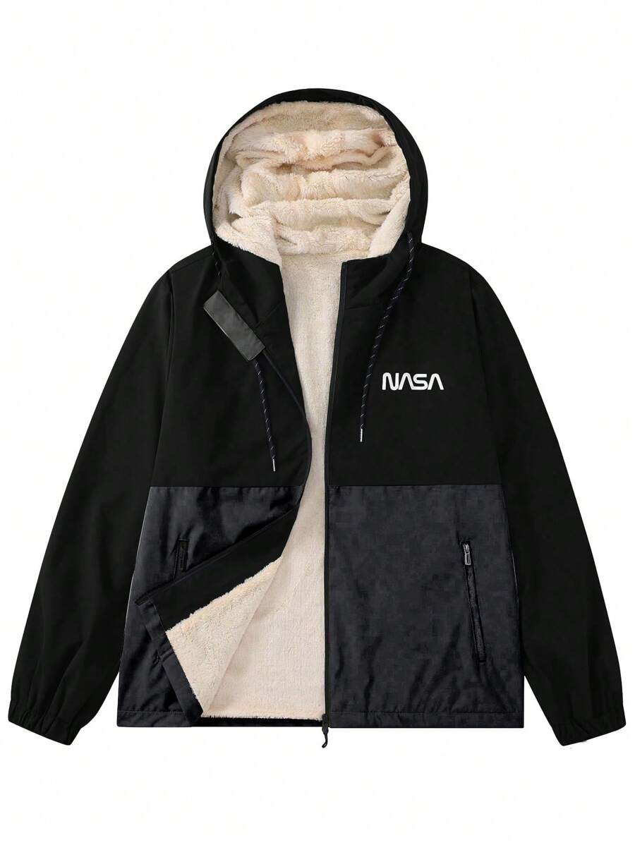 Manfinity Homme giacca con chiusura lampo e fodera termica, adatto per l'autunno, taglie comode per uomo