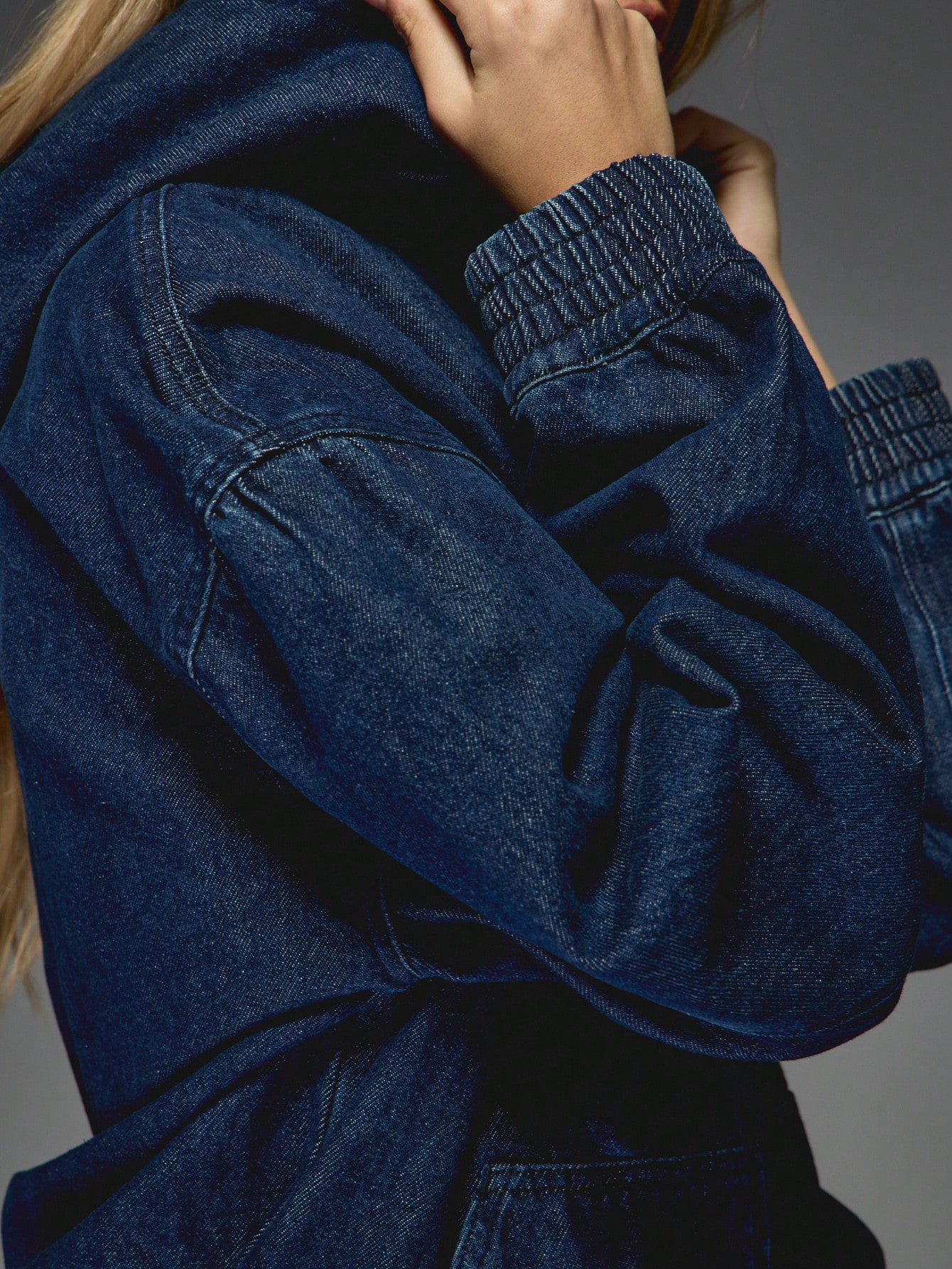 【U LAN】Ber denim padded hooded flight jumper Detachable Hoodie Denim Jacket Ripped Distressed Oversized