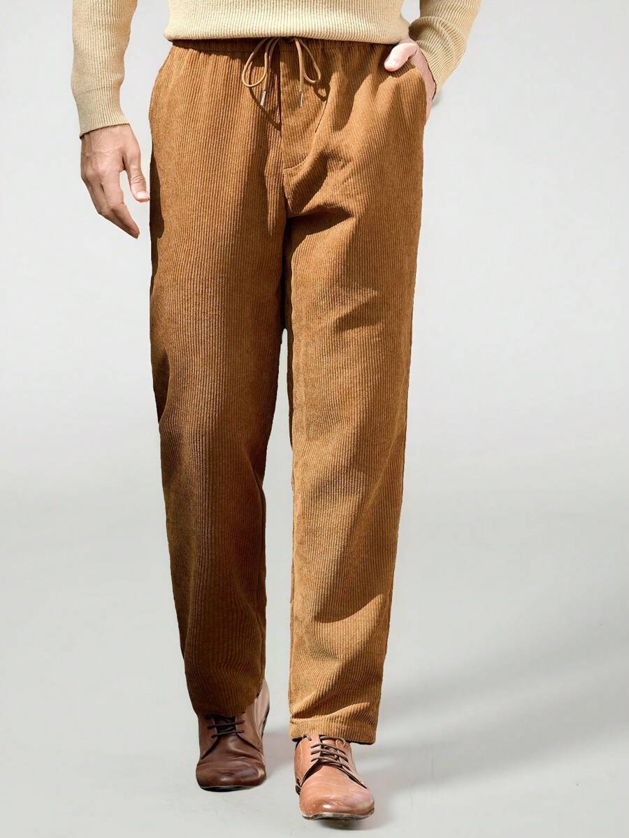 Manfinity VCAY 1 peça Calça Masculina Slim Tapered Tecida, Adequada para Uso Diário